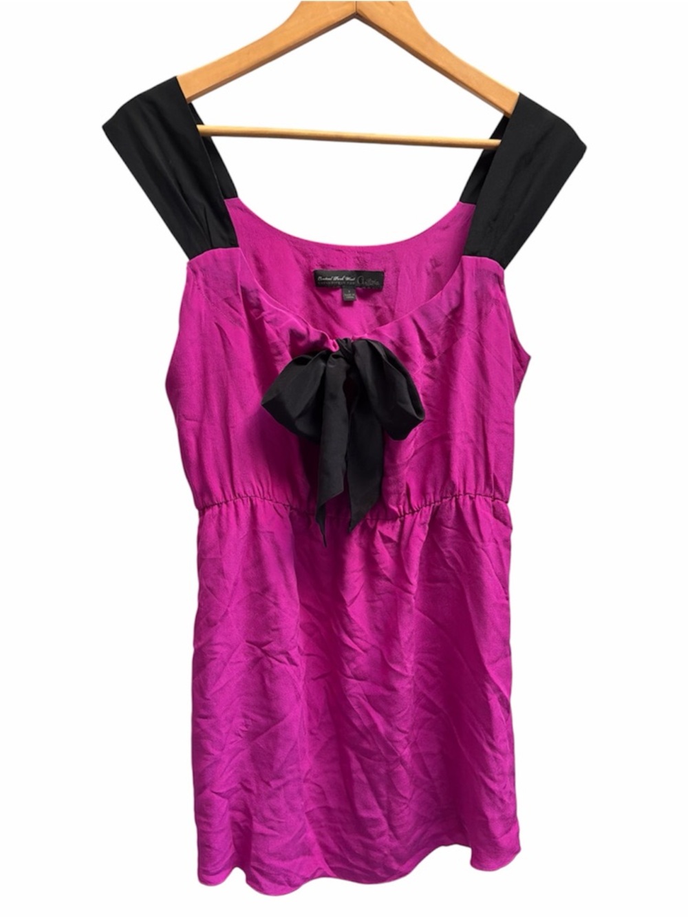 Aritzia Central Park West Silk Fuchsia Bow-Front Sleeveless Mini Dress Size S